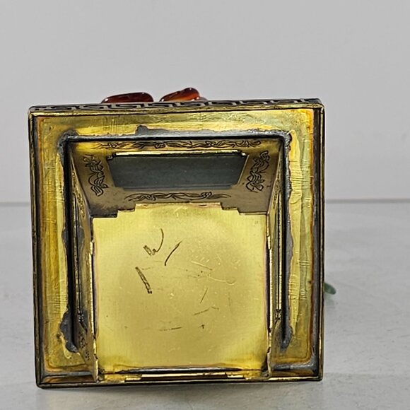 Vintage Chinese Jade Bonsai Tree Carved Carnelian Gemstone Brass Planter - Picture 5 of 9